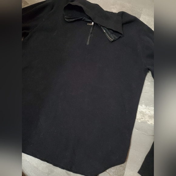 Zegna Sport Men's Quarter Zip Black Ribbed Stretchy Long Sleeves Sweater. XL. - Picture 2 of 15